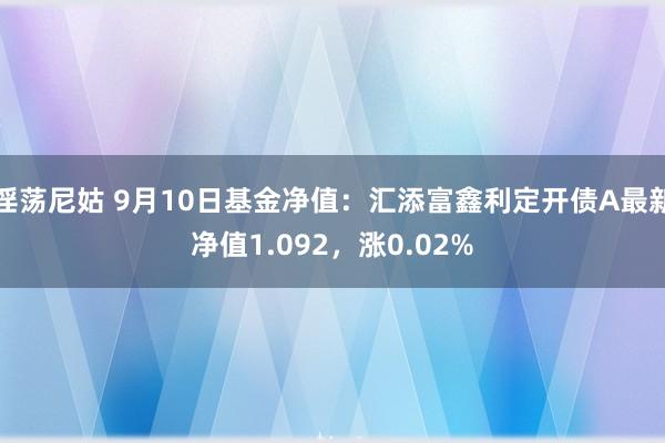 淫荡尼姑 9月10日基金净值：汇添富鑫利定开债A最新净值1.092，涨0.02%