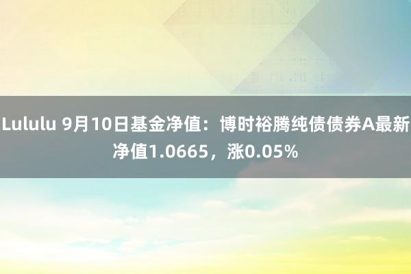 Lululu 9月10日基金净值：博时裕腾纯债债券A最新净值1.0665，涨0.05%