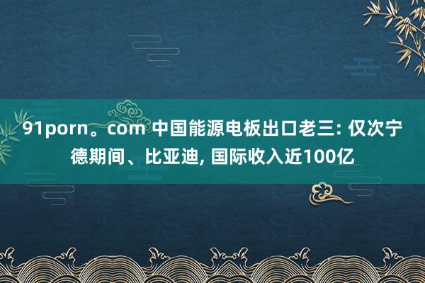 91porn。com 中国能源电板出口老三: 仅次宁德期间、比亚迪， 国际收入近100亿