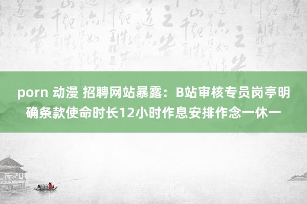 porn 动漫 招聘网站暴露：B站审核专员岗亭明确条款使命时长12小时作息安排作念一休一