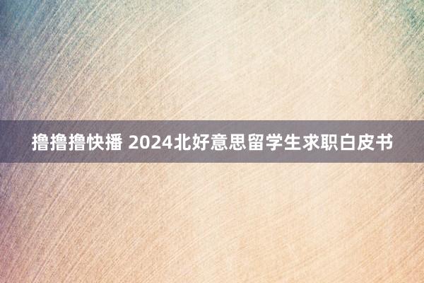 撸撸撸快播 2024北好意思留学生求职白皮书