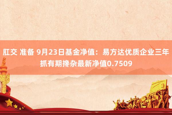 肛交 准备 9月23日基金净值：易方达优质企业三年抓有期搀杂最新净值0.7509