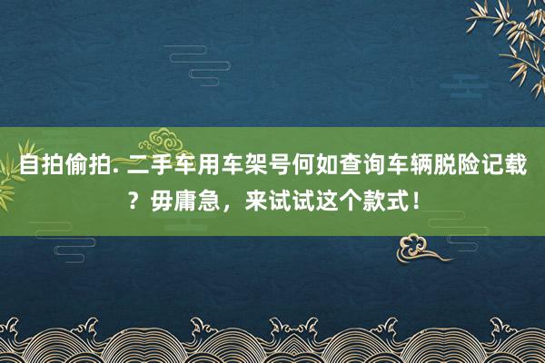 自拍偷拍. 二手车用车架号何如查询车辆脱险记载？毋庸急，来试试这个款式！