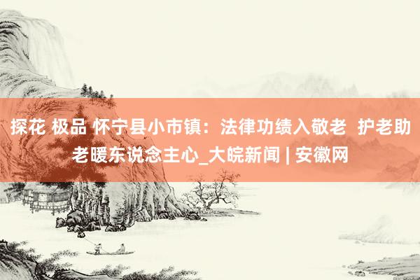 探花 极品 怀宁县小市镇：法律功绩入敬老  护老助老暖东说念主心_大皖新闻 | 安徽网