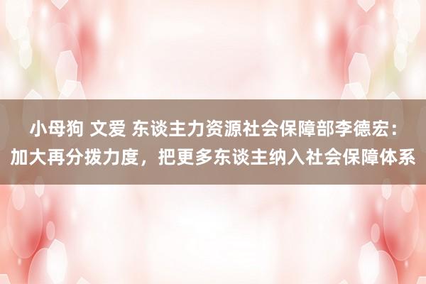 小母狗 文爱 东谈主力资源社会保障部李德宏：加大再分拨力度，把更多东谈主纳入社会保障体系