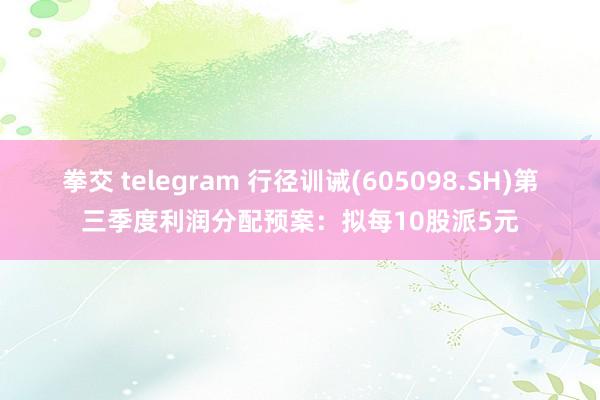 拳交 telegram 行径训诫(605098.SH)第三季度利润分配预案：拟每10股派5元