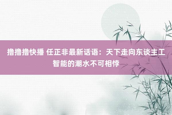 撸撸撸快播 任正非最新话语：天下走向东谈主工智能的潮水不可相悖