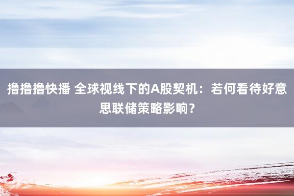 撸撸撸快播 全球视线下的A股契机：若何看待好意思联储策略影响？