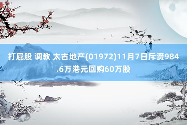 打屁股 调教 太古地产(01972)11月7日斥资984.6万港元回购60万股