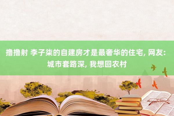 撸撸射 李子柒的自建房才是最奢华的住宅， 网友: 城市套路深， 我想回农村