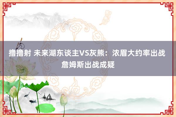 撸撸射 未来湖东谈主VS灰熊：浓眉大约率出战 詹姆斯出战成疑