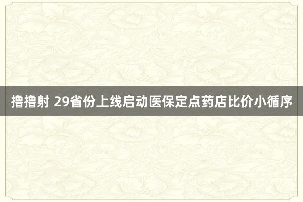 撸撸射 29省份上线启动医保定点药店比价小循序