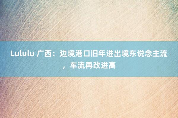 Lululu 广西：边境港口旧年进出境东说念主流，车流再改进高